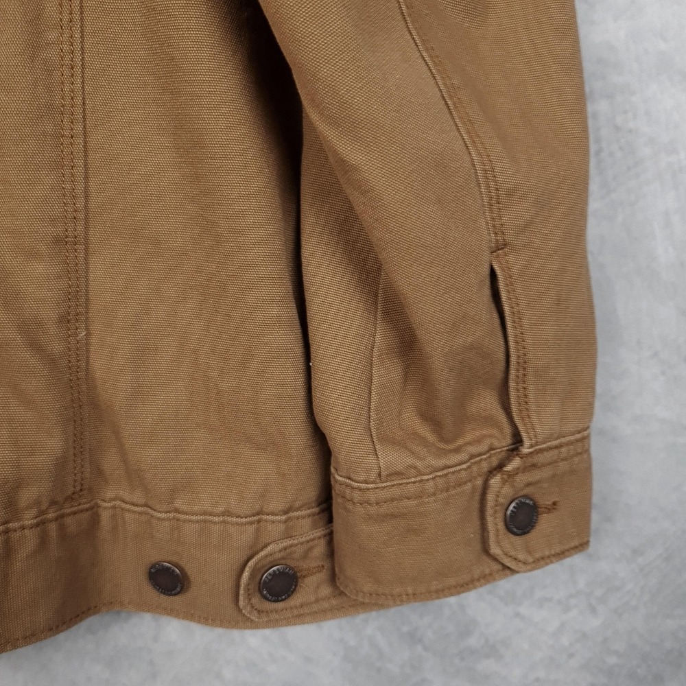 Jeremiah Barn Coat Mens XL Brown Canvas Lined Corduroy Collar Snap Workwear - Picture 10 of 16